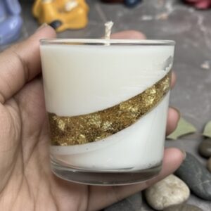 luxe white & gold swirl candle