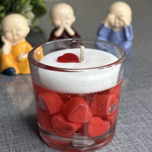 dropping heart jar candle